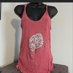 Women's Pink Sleeveless Top with Sequin Design
